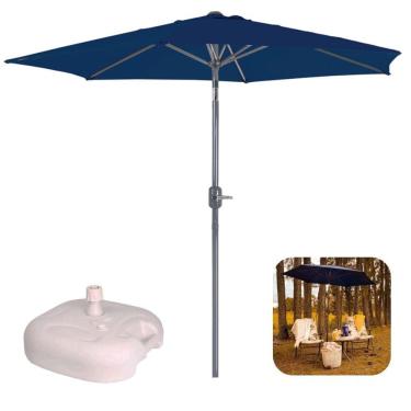 Imagem de Ombrelone Alumínio 2,4 Metros Com Manivela Sombreiro Piscina Jardim Com Base Plástica Branca - Mor