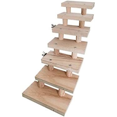 Imagem de Suporte Escada Brinquedos 3/4/5/6/7/8 Camadas Escada De Madeira Pássaro Papagaio Brinquedo Subir Escadas Brinquedos Para Animais De Estimação Gaiola,7 Escadas,incomparable123