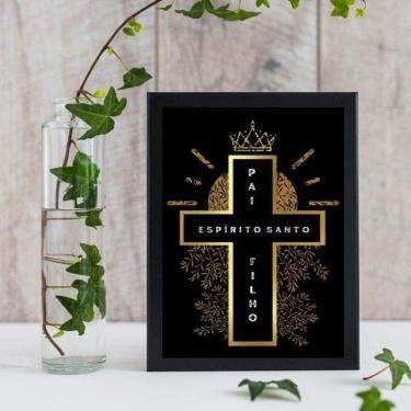 Imagem de Quadro Cruz Santíssima 45x34cm - Madeira Branca+Vidro