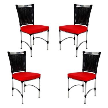 Imagem de 4 Cadeiras em Alumínio e Fibra Sintética JK Cozinha Edícula