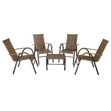 Imagem de Conjunto de Mesa de Centro e 4 Cadeiras Bela para Área Externa