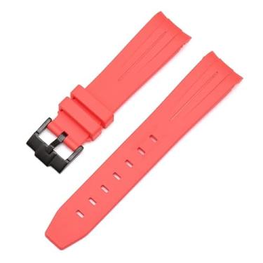 Imagem de NDJQY 20mm 22mm 21mm Pulseira de relógio de borracha para pulseira Rolex marca pulseira de relógio de pulso de substituição masculina acessórios de relógio de pulso (cor: fivela vermelho-preto,