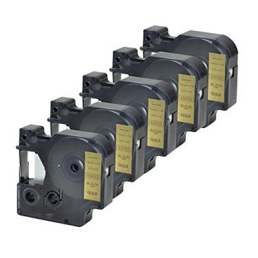 Imagem de Fita de etiquetagem preta em ouro compatível com etiquetas Dymo D1 45023, compatível com LabelManager 160 280 PnP (1/2" x 23 pés)