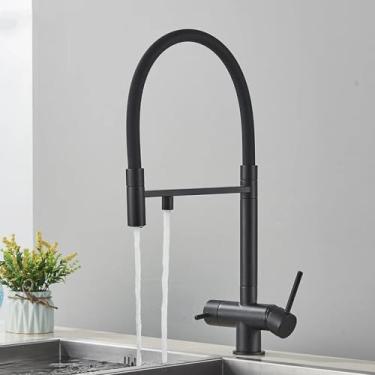 Imagem de Filtro de água cromado torneira da cozinha água potável pura rotativa misturador de purificação de água fria e quente recurso torneiras pia, preto fosco, 1