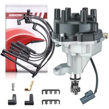 Imagem de MAS Distribuidor de ignição com tampa e rotor e conjunto de 6 conjuntos de fios compatíveis com Nissan Frontier Xterra Quest Pickup 3.3L V6 1996-2004