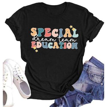 Imagem de Camisetas femininas com estampa de professores de educação especial SPED Teachers, presente de vida docente, camiseta de manga curta, Preto, P