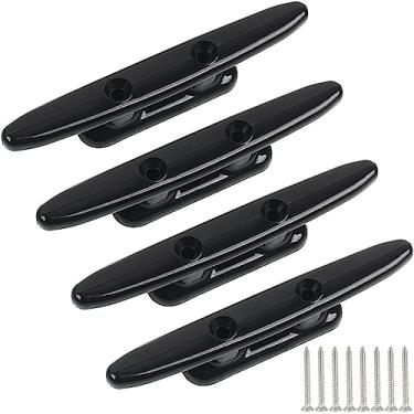 Imagem de Chuteira de nylon preta para barco, 10 cm, gancho de doca com ferragens, pacote com 4, chuteiras de ancoragem de nylon para caiaque, corda para caiaque, embarcações pequenas, canoa, amarração, decoração marítima, travas de amarração de doca