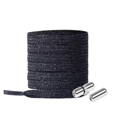 Imagem de Elastic Locking ShoeLace Metal Lock Shoe Laces Women No Tie Shoes Lace Kids Adult Unisex Sneakers Laces Strings (Color : Black)