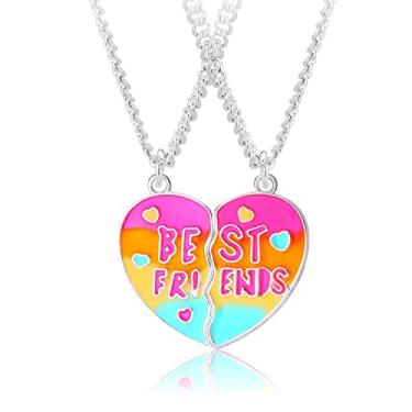 Imagem de Saalort Conjunto de colar Best Friends para 2 colares magnéticos de coração dividido Presentes de amizade Pingente combinando BFF, Zinco, Ametista