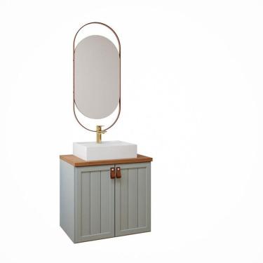 Imagem de Gabinete de Banheiro Alure  60 com espelho Lumini Pistache/Freijo - MGM