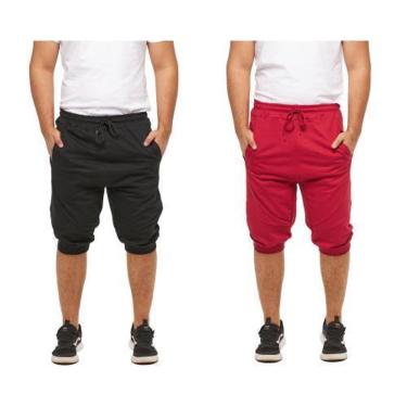 Imagem de Kit 2 Bermudas Masculina de Moletom Masculina Saruel Skinny Sport Fit-Masculino