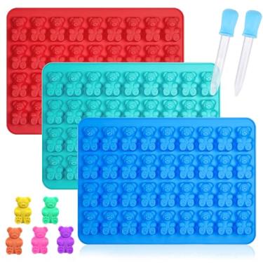 Imagem de Webake Moldes de ursinho de goma grande com mais de 3 ml com 2 conta-gotas, 3 pacotes de moldes de bala de silicone em forma de urso de 36 cavidades, fácil de liberar, perfeito para gomas, doces,