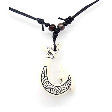 Imagem de Scddboy Pingente havaiano maori de anzol - Colar tribal Maui Beach Sufer, Resina