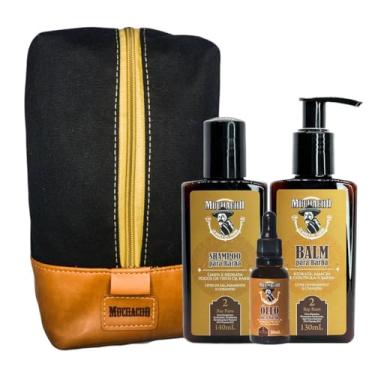 Imagem de Kit com Shampoo para Barba + Balm para Barba + Óleo para Barba Frasco - Muchacho Bay Rum + Necessaire Masculina Guadalajara
