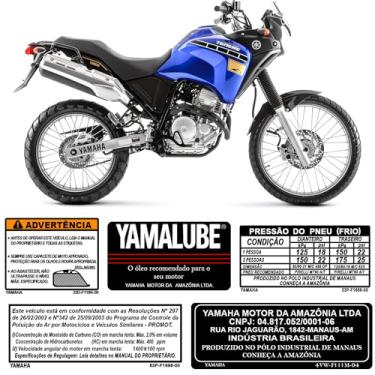 Imagem de Kit 5 Adesivos Etiquetas Tenere - Advertência de Pressão dos Pneus - YAMALUBE