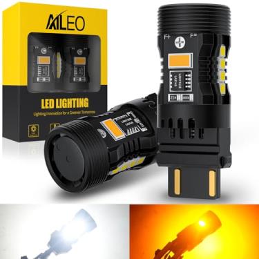 Imagem de AILEO Lâmpadas LED Switchback 3157, duas cores brancas/âmbar, 28W 4800LM, anti hiperflash e ventilador de resfriamento, 3057 3155 3457 4157 4057 lâmpadas LED, ideal para DRL/estacionamento/setas,