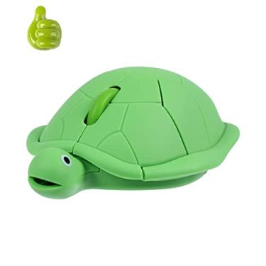 Imagem de Lindo mouse de animal tartaruga sem fio - clique silencioso, USB sem fio, mouse para jogos para laptop - verde