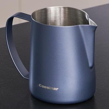 Imagem de Coosigar Jarra para espumar leite de 600 ml, aço inoxidável 304, espumador de leite, copo de jarra de leite, latte art (azul)