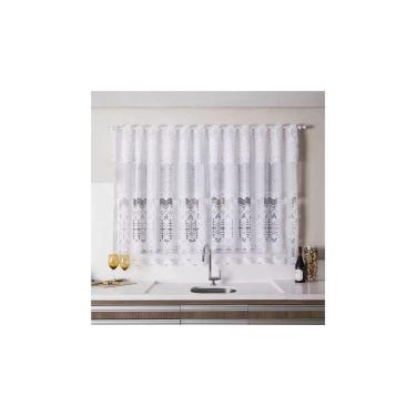 Imagem de Cortina para Cozinha Interlar 220x120 cm Renda Arabesco Branca