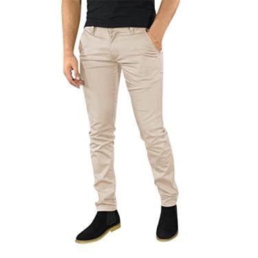 Imagem de Yoyorule Calça masculina casual de negócios, lisa, lisa, com zíper, bolso e bolso cropped, 12 presentes, Cáqui, 3G