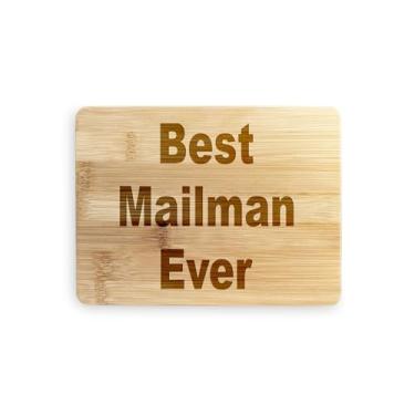 Imagem de Tábua de cortar carteiro, melhor Mailamn Ever, tábua de corte de bambu, presente para carteiro, ideia de presente de inauguração de casa, aniversário, ideia de presente de Natal (pequeno (20 x 15 cm)