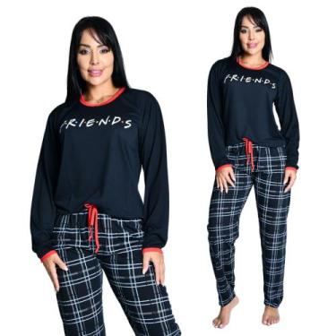 Imagem de Pijama Longo Feminino Adulto Calça e Manga Comprida Inverno Friends - 