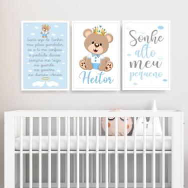 Imagem de 3 Quadros Infantil Ursinho Príncipe - FlorEllas, Ursinho Nuvem