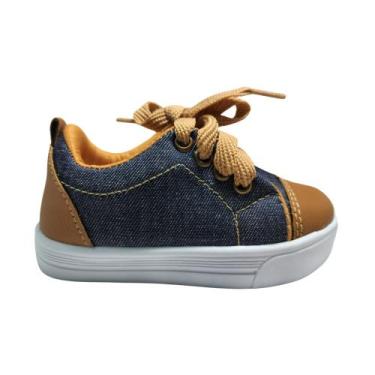 Imagem de Tênis Infantil Masculino Marrom e Azul Dins - RAE, Marrom, 33