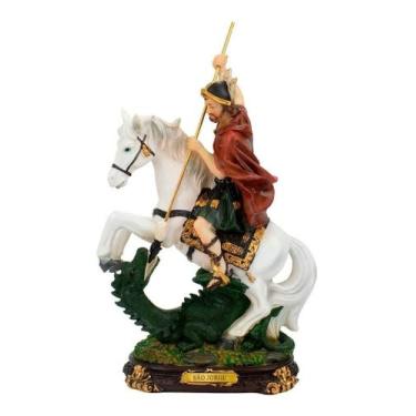 Imagem de Enfeite Realista Imagem São Jorge Guerreiro Grande - 32cm  - Taimes