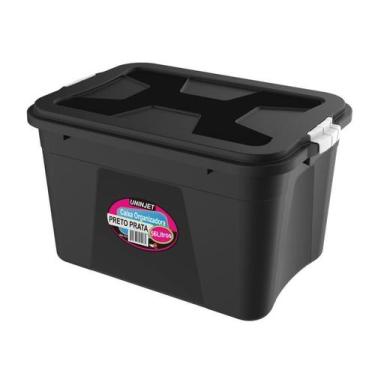 Imagem de Caixa Organizadora Preta 56 Litros Com Travas Pp Uninjet Tfb