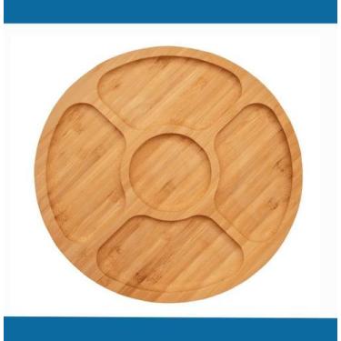 Imagem de Petisqueira De Madeira Redonda Com 5 Divisórias - Casita, Madeira, Pet