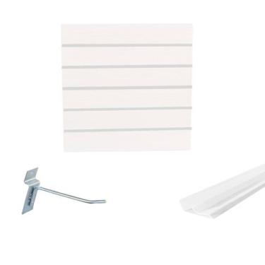 Imagem de Painel Canaletado Branco em Mdf 0,61 x 0,61m com Perfil Pvc Branco e 2
