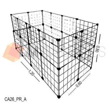 Imagem de Cercadinho Aramado Preto Para Pet - 1,20 X 0,80 X 0,60m - LM Balcoes