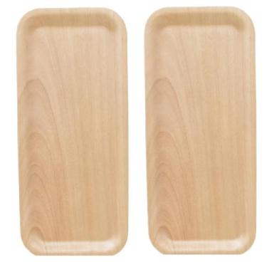 Imagem de 2 Bandejas de Madeira Tábua Retangular 34x15cm Decoração - Riodeouro