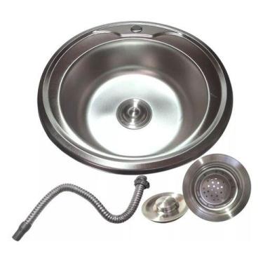 Imagem de Cuba Pia Redonda 36x14 Em Aço Inox Com Válvula Gourmet - Lt 288