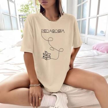 Imagem de Camisa Camiseta Feminina Estampada Line Pedagogia 100% Algodão Fio 30.