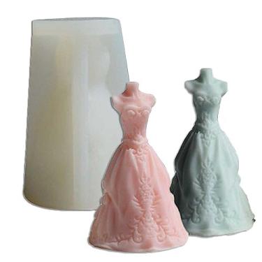 Imagem de Tone Fun Moldes de silicone em forma de vestido de noiva para fazer velas, resina, velas de aromaterapia, sabonete de cera artesanal, decoração de casa, artesanato