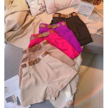 Imagem de Short Alfaiataria feminino cintura alta com cinto marrom - Anna Chic M
