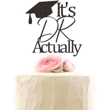 Imagem de It's DR Actually Cake Topper, Future Doctor Cake Decorations, Class of 2024, Congrats Master Degree/Phd College Graduation Party Decor, Black Glitter