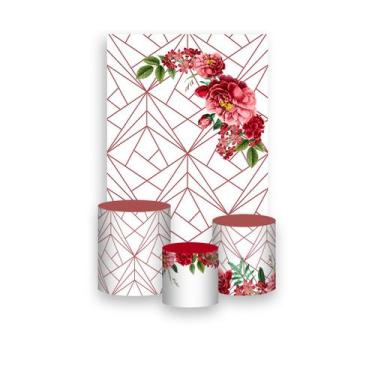 Imagem de Painel De Festa Vertical 1,50 x 2,20 + Trio De Capas Cilindro - Geomét