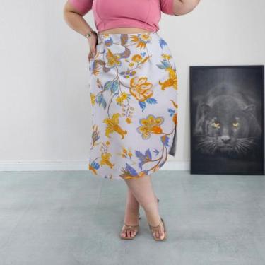 Imagem de Saia Midi Cintura Alta com Bolsos e Aberturas Laterais Forrada Diversa