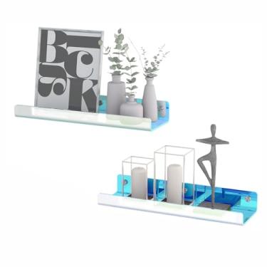 Imagem de Prateleiras de acrílico, pacote com 2 prateleiras flutuantes de 39,9 cm para parede, prateleiras de exibição Funko Pop Lego, estantes de livros infantis, prateleira suspensa para banheiro, quarto,