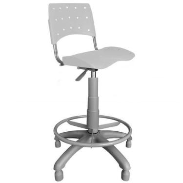 Imagem de CADEIRA CAIXA SECRETÁRIA PLÁSTICA BRANCA BASE CINZA ERGONÔMICA PLAXMET