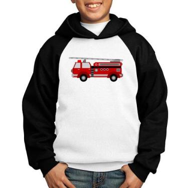 Imagem de Moletom Infantil Caminhão de Bombeiro - Foca na Moda, Branco, Preto, 1