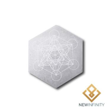 Imagem de Placa de Selenita 7cm Cubo Metatron Base Energética - Infinity, Branco