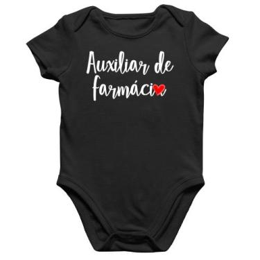 Imagem de Body Bebê Algodão Auxiliar de Farmácia por Amor - Foca na Moda, Preto,