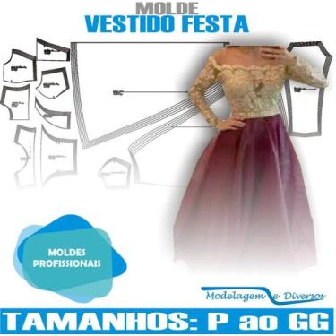 Imagem de Molde Vestido Festa, Modelagem&Diversos, Tamanhos P Ao Gg