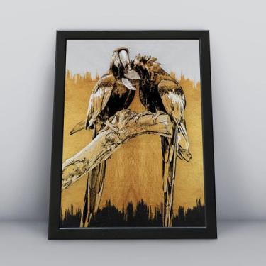 Imagem de Quadro Decorativo Moldura Preta 30x40cm Araras - Gueds Store