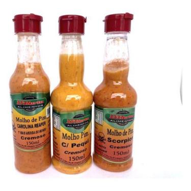 Imagem de Kit 3 Molhos 1carolina Reaper, 1scorpion E 1pequi C/pimenta - D'Horta