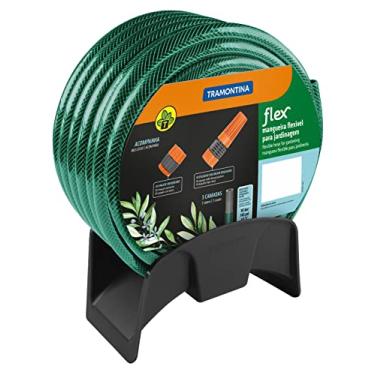 Imagem de Mangueira Tramontina Flex Para Jardim, 25 M, Com Engates Rosqueados, Esguicho E Suporte Mural
